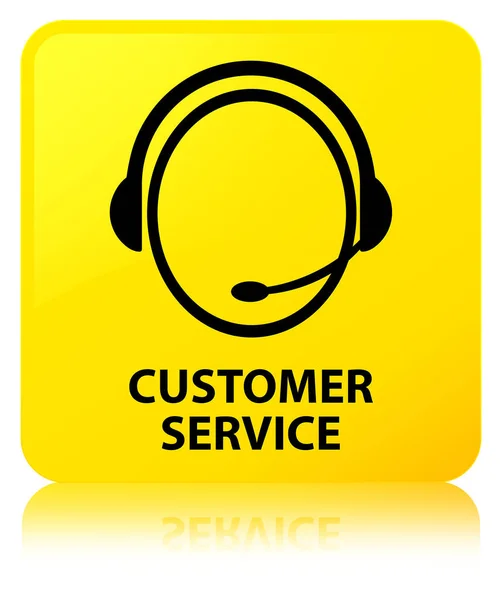 Customer service (customer care icon) yellow square button — Stock Photo, Image