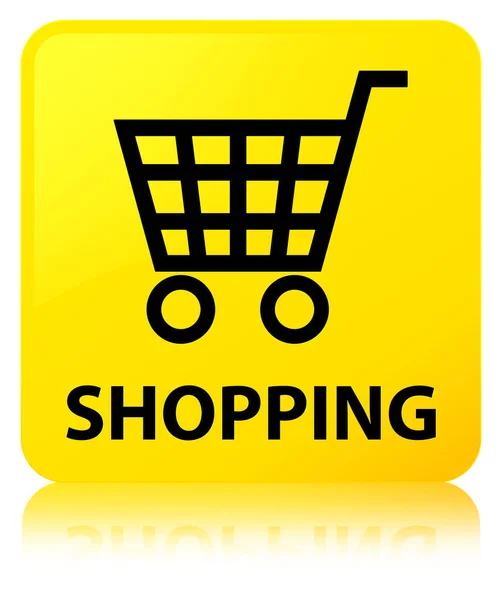 Einkaufen gelber quadratischer Knopf — Stockfoto