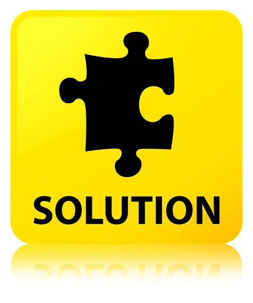 Solución (icono del rompecabezas) botón cuadrado amarillo — Foto de Stock