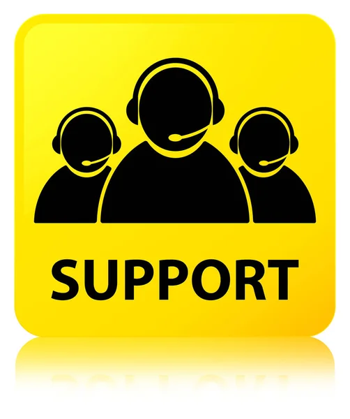 Suporte (ícone da equipe de atendimento ao cliente) botão quadrado amarelo — Fotografia de Stock