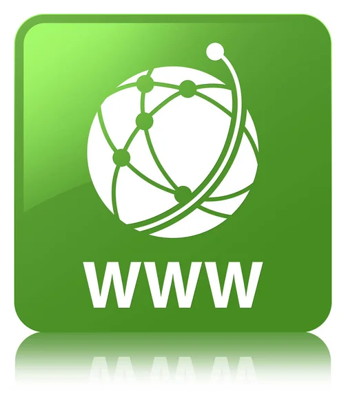WWW (global network icon) soft green square button — Stock Photo, Image