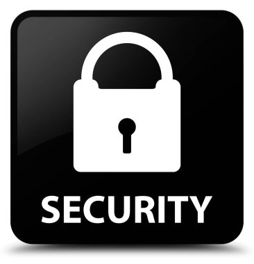 Güvenlik (asma kilit simgesi) siyah kare düğme