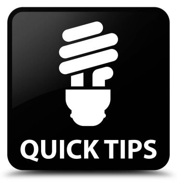 Quick tips (bulb icon) black square button clipart