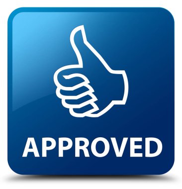 Onaylı (Yaşasın simgesi) mavi kare düğme