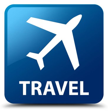 Seyahat (uçak simgesi) mavi kare düğme