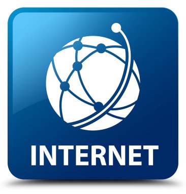 Internet (küresel ağ simgesini) mavi kare düğme