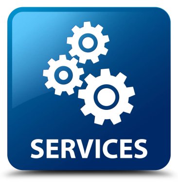 Hizmetleri (vites simgesi) mavi kare düğme