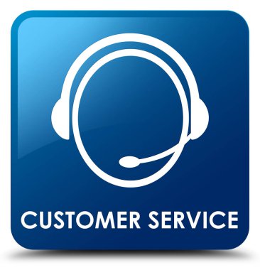 Müşteri hizmeti (müşteri bakım simgesi) mavi kare düğme
