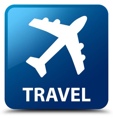 Seyahat (uçak simgesi) mavi kare düğme
