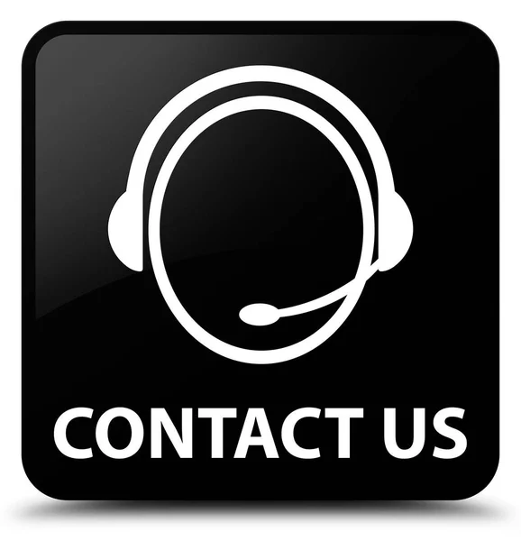 Kontaktieren Sie uns (Kundenbetreuungs-Symbol) schwarze quadratische Taste — Stockfoto