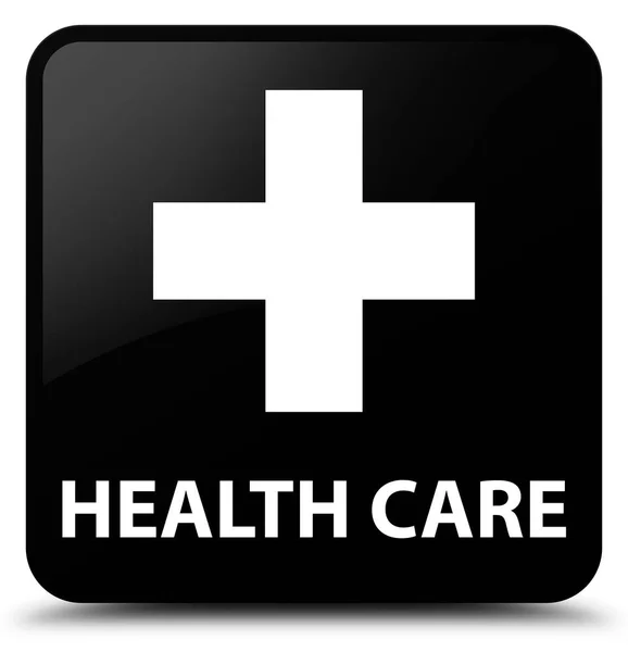 Health care (plus sign) black square button — Stock Photo, Image