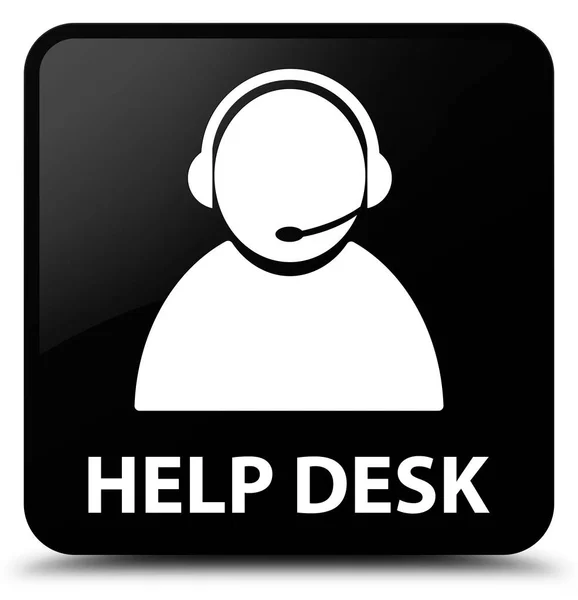 Help desk (ícone de atendimento ao cliente) botão quadrado preto — Fotografia de Stock