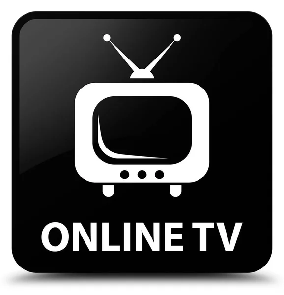 Online tv negro botón cuadrado —  Fotos de Stock
