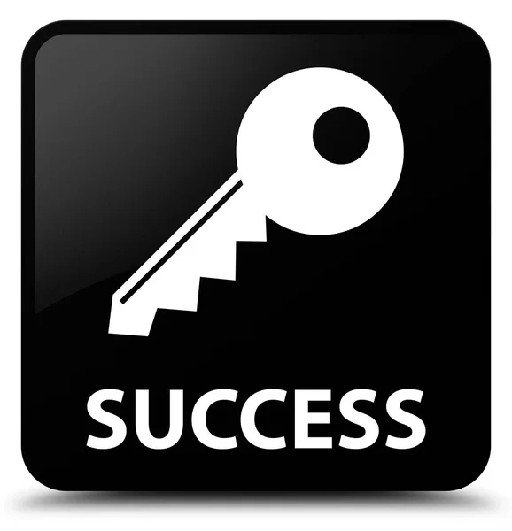 Success (key icon) black square button — Stock Photo, Image