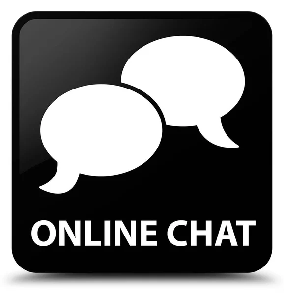 On-line chat černé čtvercové tlačítko — Stock fotografie