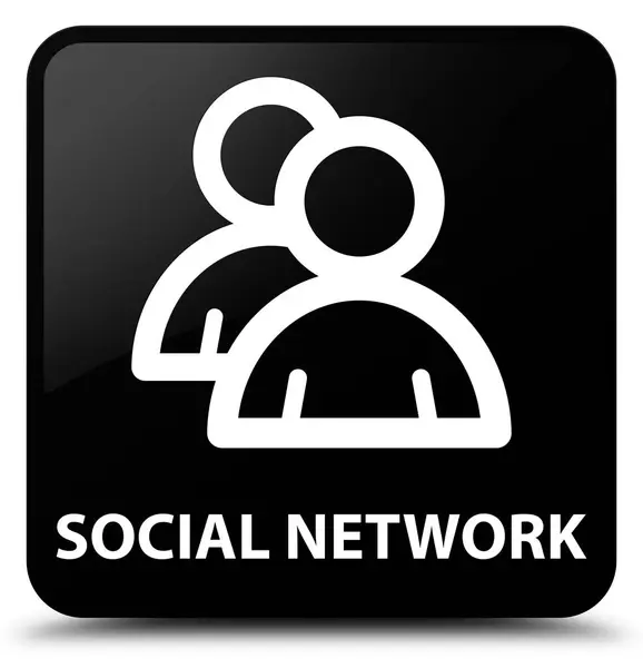 Social network (icona del gruppo) pulsante quadrato nero — Foto Stock