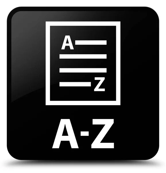 A-Z (ícone de página de lista) botão quadrado preto — Fotografia de Stock