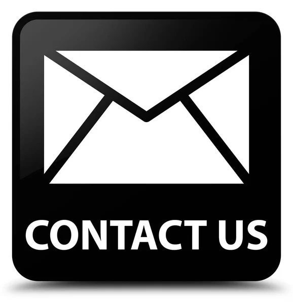 Contacte-nos (ícone de e-mail) botão quadrado preto — Fotografia de Stock