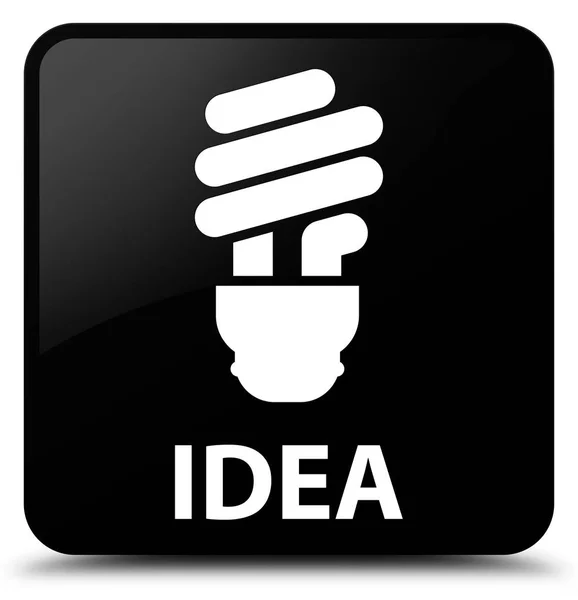 Ide (ikon bola lampu) tombol persegi hitam — Stok Foto