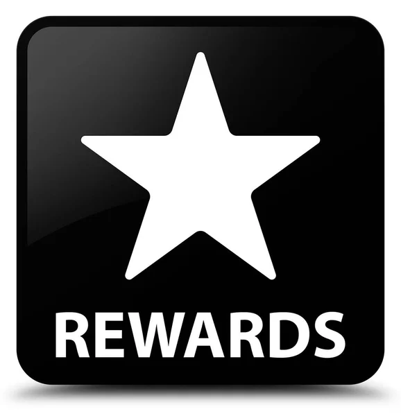 Rewards (star icon) black square button — Stock Photo, Image