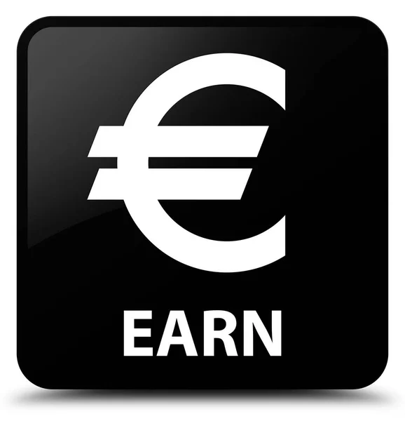 Earn (euro sign) black square button — Stock Photo, Image