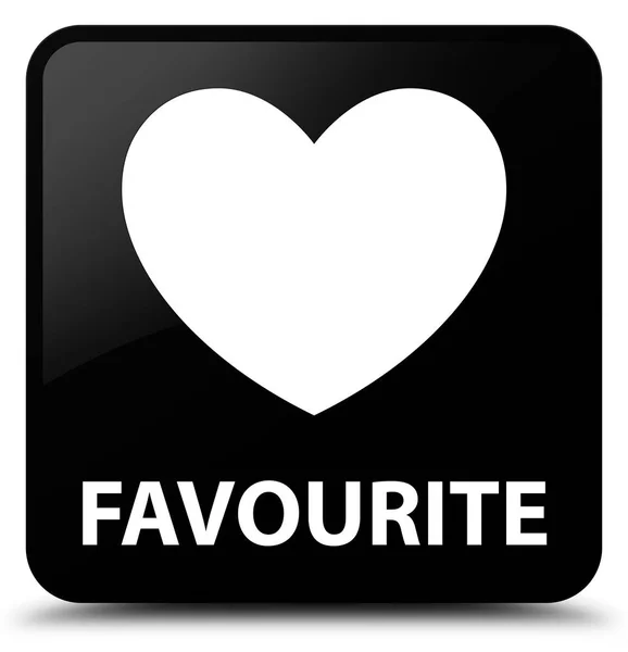 Favourite (heart icon) black square button — Stock Photo, Image