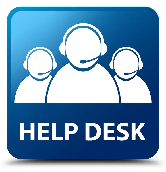 Help desk (customer care team icon) blue square button — Stock Photo, Image