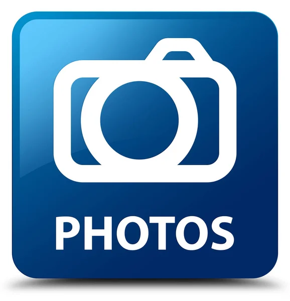 Φωτογραφίες (εικονίδιο κάμερας) μπλε τετράγωνο κουμπί — Φωτογραφία Αρχείου