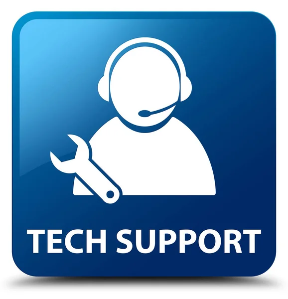 Tech support blue square button — Stock Photo, Image