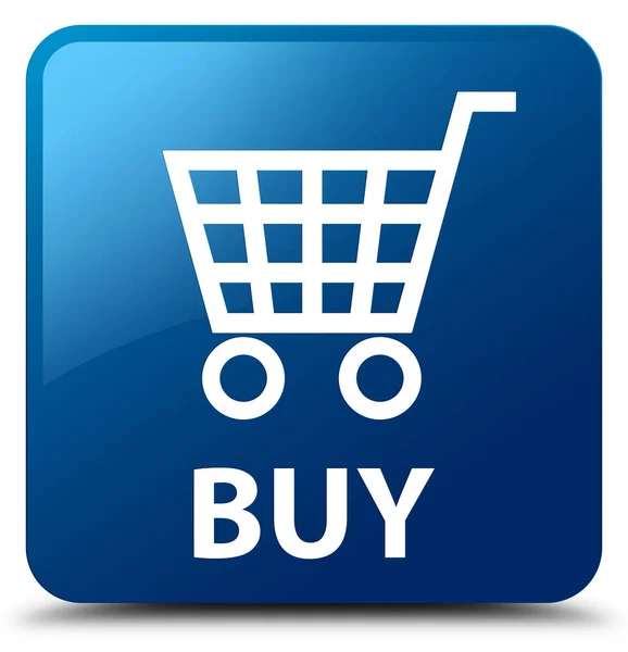 Kaufen blauen quadratischen Knopf — Stockfoto