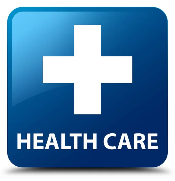 Health care (plus sign) blue square button — Stock Photo, Image