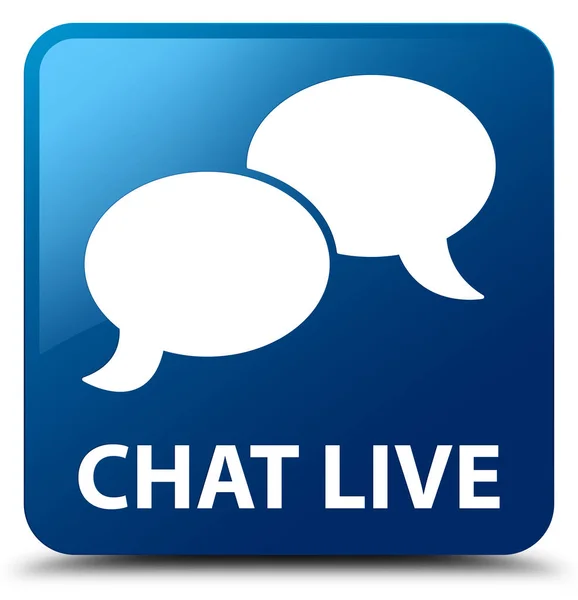 Chat botão quadrado azul ao vivo — Fotografia de Stock