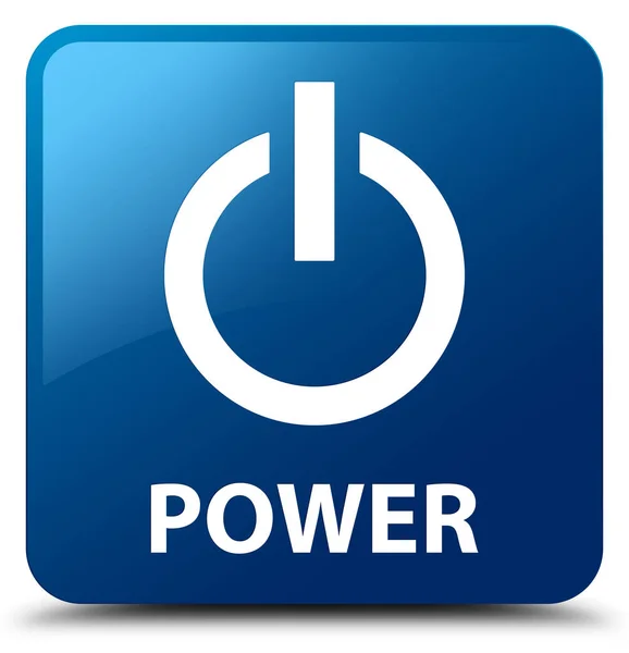 Macht blauwe vierkante knop — Stockfoto