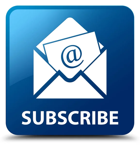 Abonnez-vous (icône email newsletter) bouton carré bleu — Photo