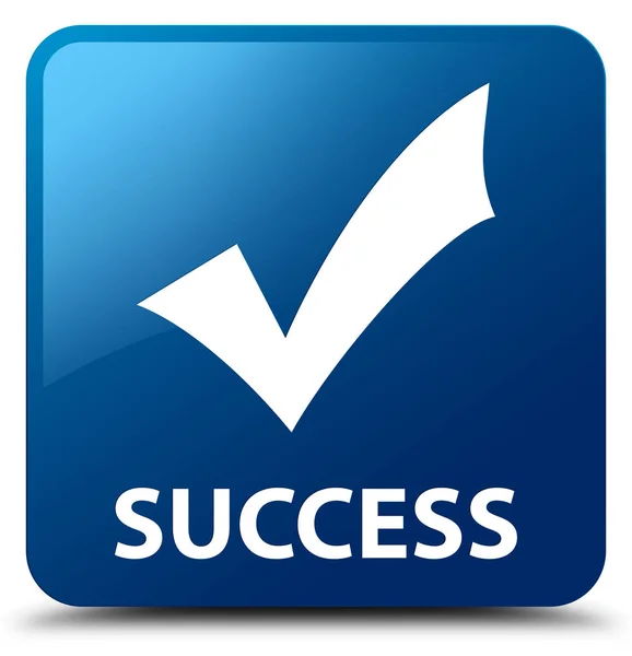 Успіх (перевірена піктограма) синя кнопка квадрата — стокове фото