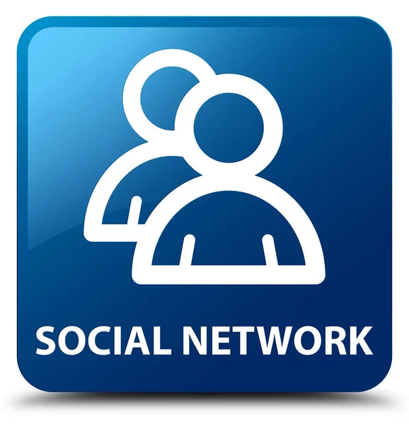 Social network (icona del gruppo) pulsante quadrato blu — Foto Stock