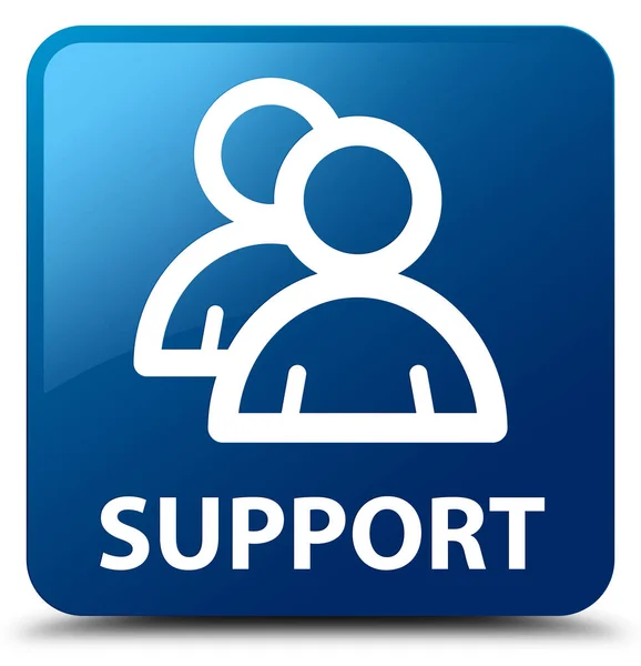 Support (group icon) blue square button — Stock Photo, Image