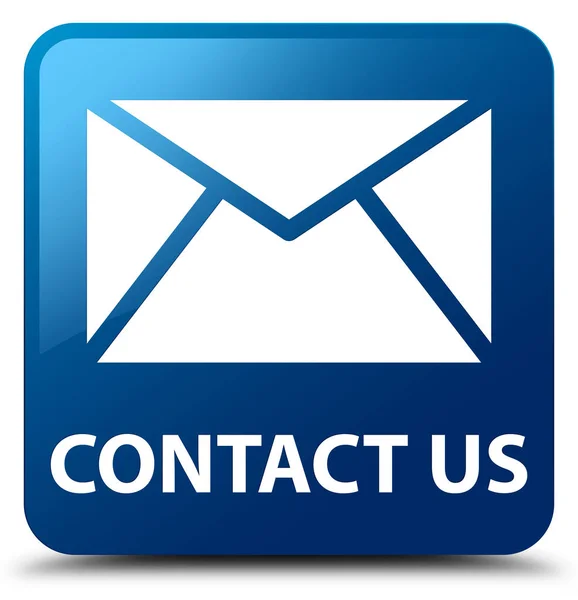 Зв'язатися з нами (іконка електронної пошти) синя квадратна кнопка — стокове фото