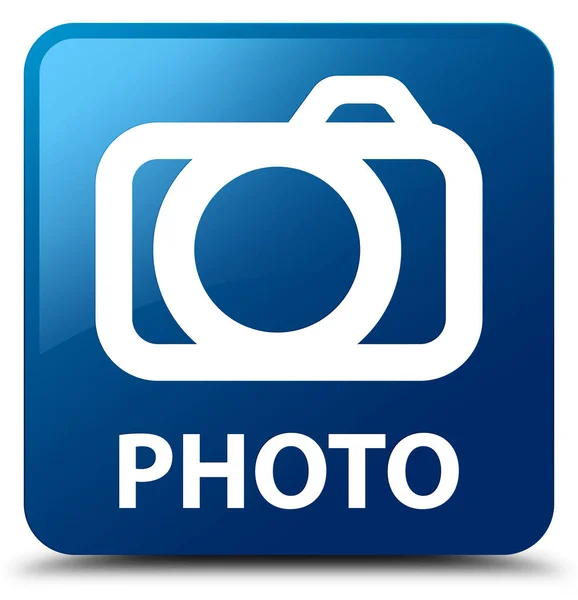 Фотографія (піктограма камери) синя квадратна кнопка — стокове фото