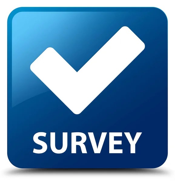 Survey (validate icon) blue square button — Stock Photo, Image