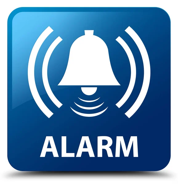 Alarm (Glockensymbol) blauer quadratischer Knopf — Stockfoto