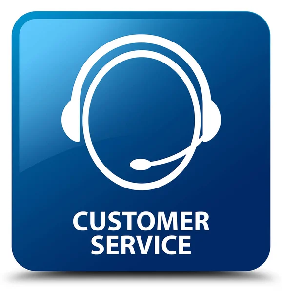 Servizio clienti (icona del servizio clienti) pulsante quadrato blu — Foto Stock