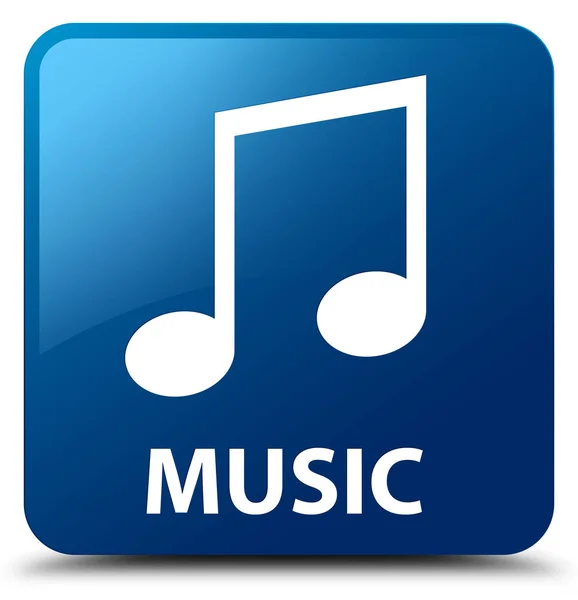 Música (ícone de melodia) botão quadrado azul — Fotografia de Stock