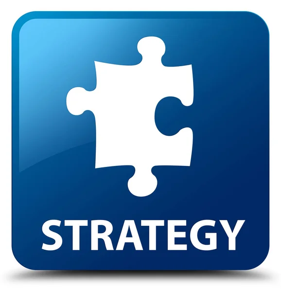 Strategia (icona puzzle) pulsante quadrato blu — Foto Stock