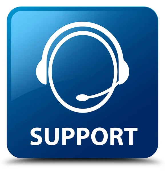 Support (customer care icon) blue square button — Stock Photo, Image