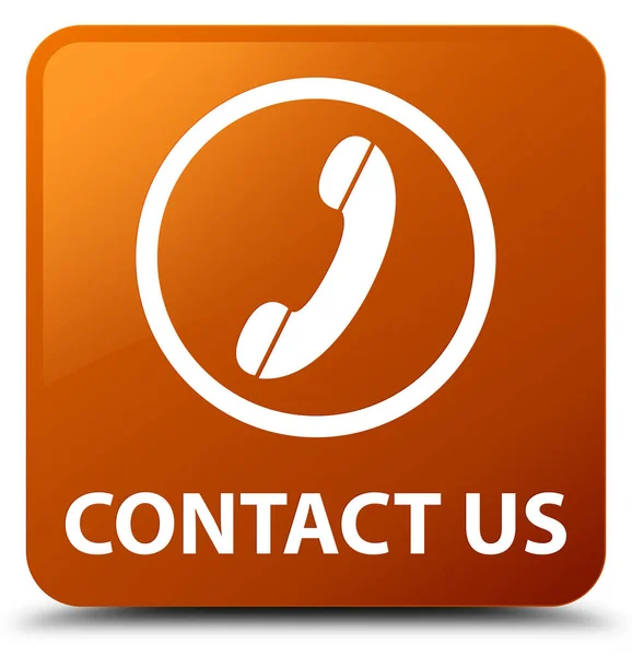 Kontaktieren Sie uns (Telefon-Symbol runde Grenze) braune quadratische Taste — Stockfoto