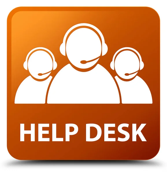 Yardım Danışma (müşteri bakım ekibi simgesi) kahverengi kare düğme — Stok fotoğraf
