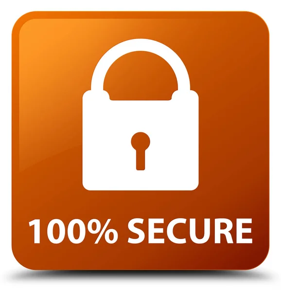 100% secure brown square button — Stock Photo, Image