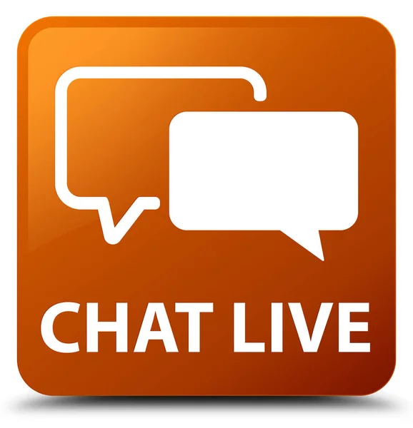 Chat live bruin vierkante knop — Stockfoto