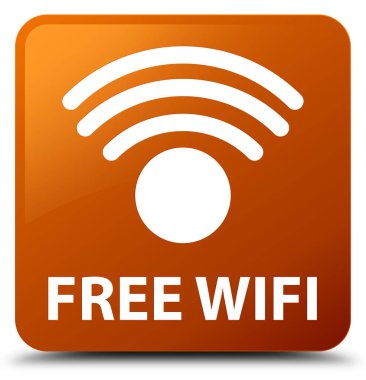 Ücretsiz Wi-Fi kahverengi kare düğme